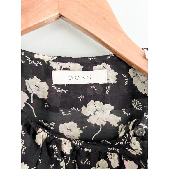 DOÊN Doen | Luca Anemone Black Floral Top | Sz XS | Prairie whimsical nostalgia - Picture 8 of 11